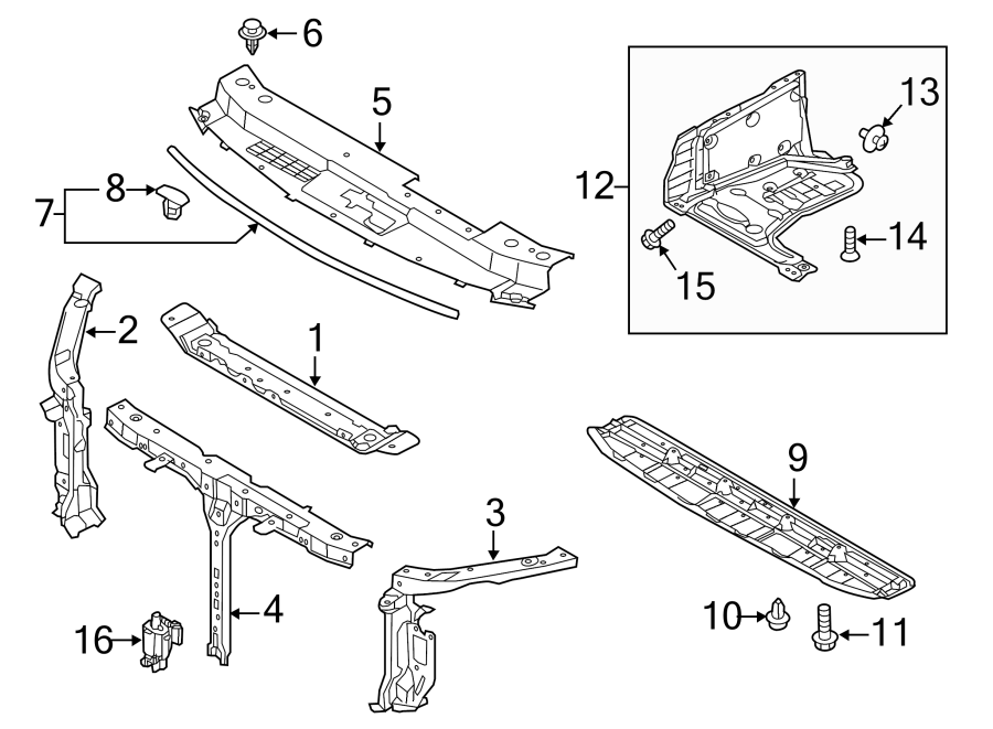 2015 Kia Radiator Support Splash Shield (Front, Rear). 2014-16 ...